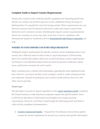 complete guide to import country requirements