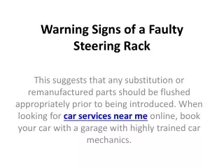 warning signs of a faulty steering rack
