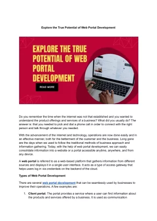 explore the true potential of web portal