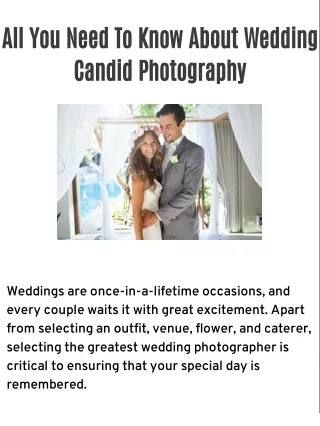 All You Need To Know About Wedding Candid Photography