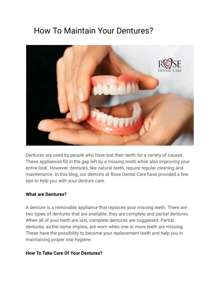 PPT - How To Maintain Your Dentures? PowerPoint Presentation, free ...