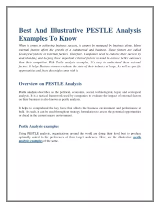 Best And Illustrative PESTLE Analysis Examples To Know