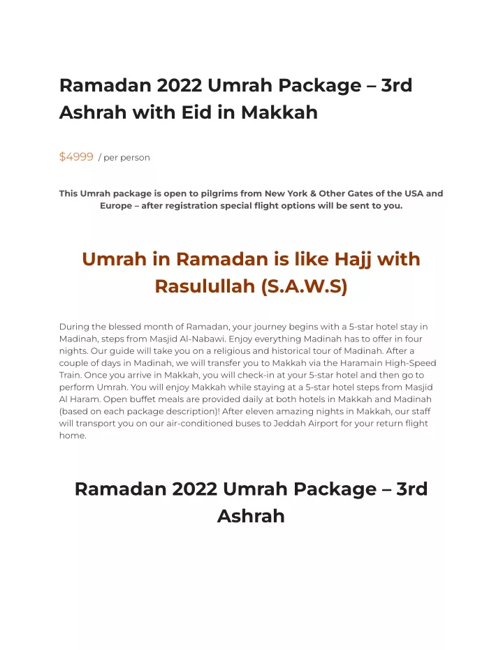 ramadan 2022 umrah package 3rd ashrah with