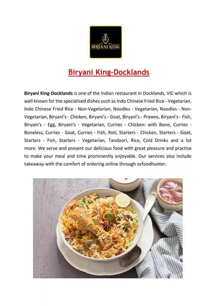 biryani king docklands