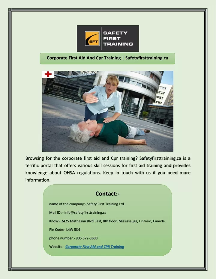 corporate first aid and cpr training