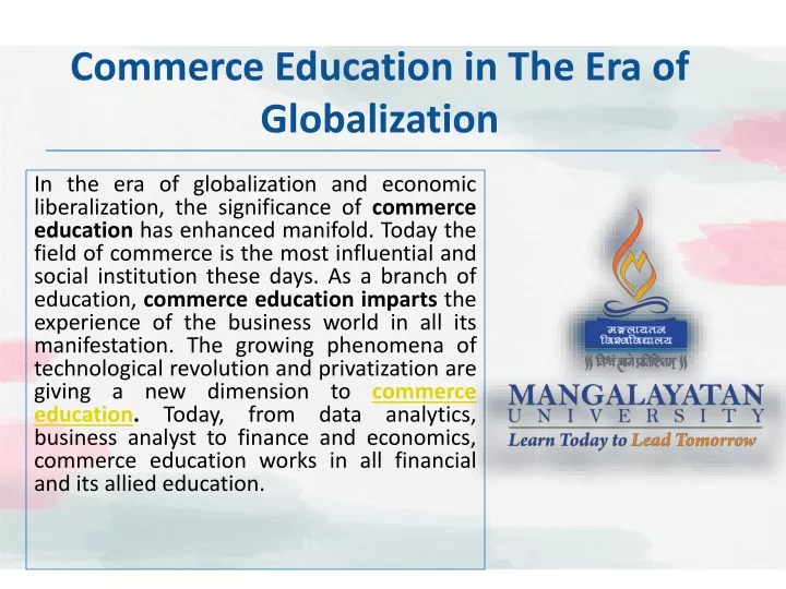 commerce education in the era of globalization
