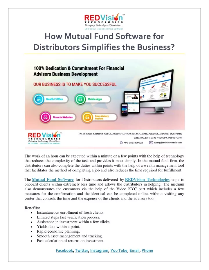 how mutual fund software for distributors