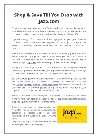 Shop & Save Till You Drop with Jazp.com