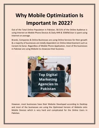 Why Mobile Optimization Is Important In 2022