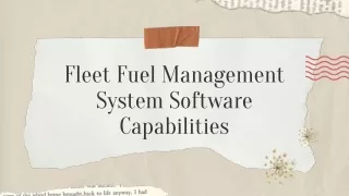 Fleet Fuel Management System Software Capabilities