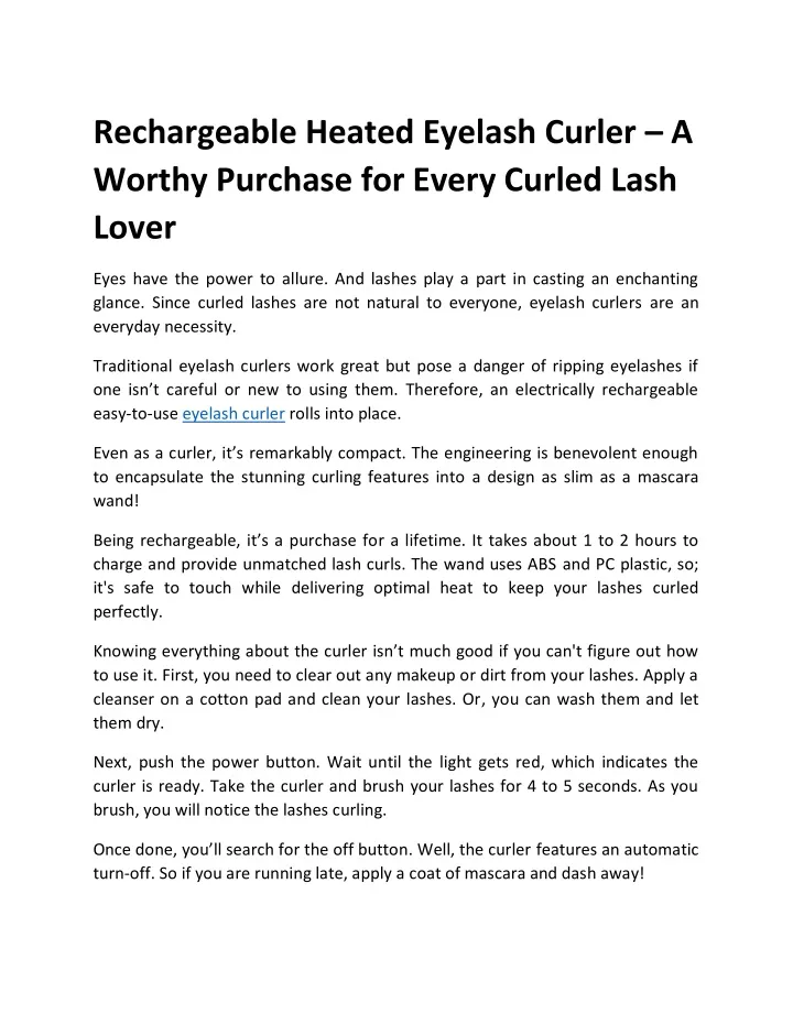rechargeable heated eyelash curler a worthy