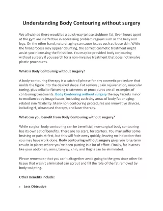 understanding body contouring without surgery