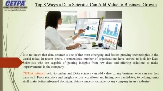 Top 8 Ways a Data Scientist Can Add Value to Business Growth