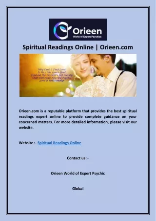Spiritual Readings Online | Orieen.com