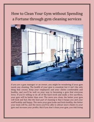 How to Clean Your Gym Without Spending a Fortune Through Gym Cleaning Services