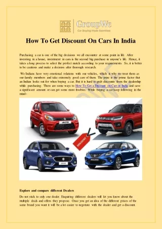 How To Get Discount On Cars In India