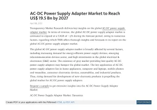 AC-DC Power Supply Adapter Market to Reach US$ 19.5 Bn by 2027