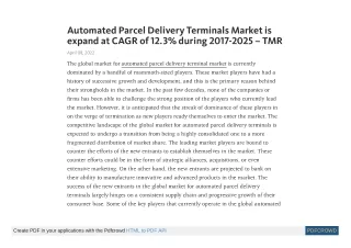 Automated Parcel Delivery Terminals Market Overview 2025