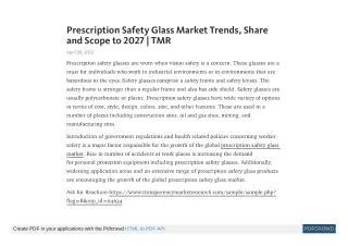 Prescription Safety Glass Market Trends, Share and Scope to 2027