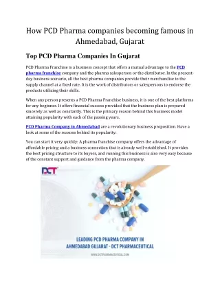 How PCD Pharma companies becoming famous in Ahmedabad, Gujarat