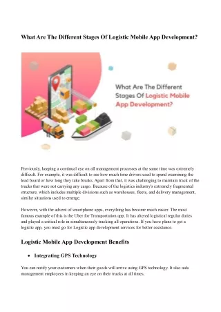 what are the different stages of logistic mobile