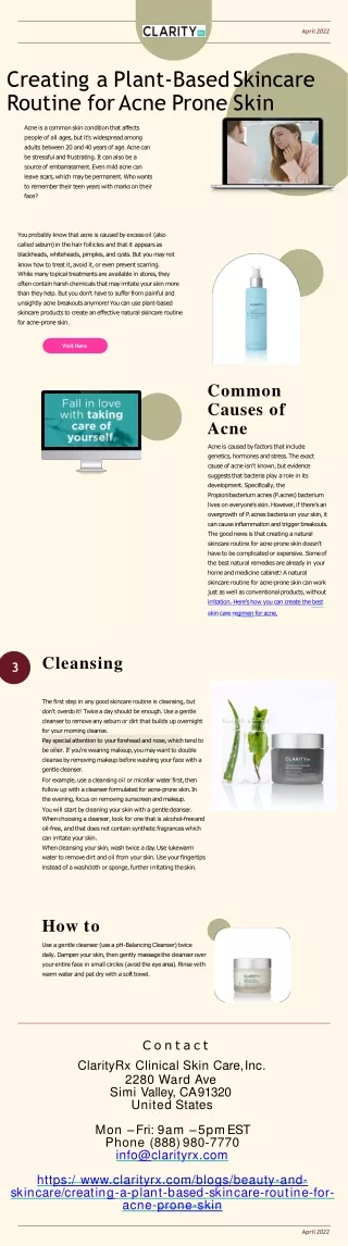 Creating a plant based skincare