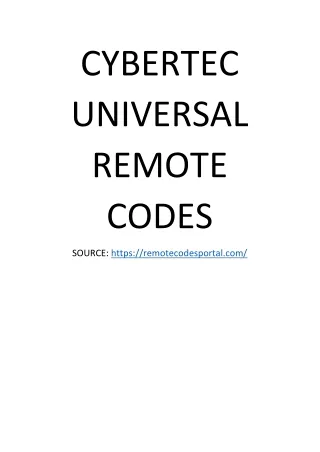 CYBERTEC UNIVERSAL REMOTE CODES