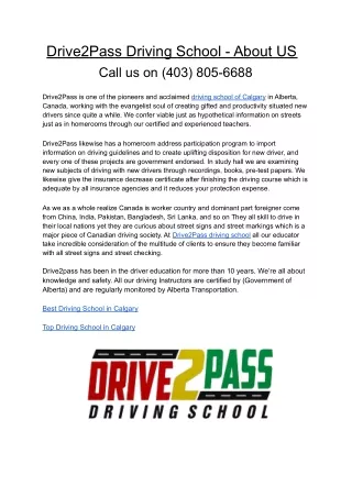 drive2pass driving school about us call