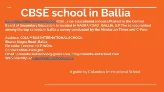 cbse school in ballia columbus international