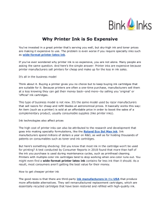 why printer ink is so expensive