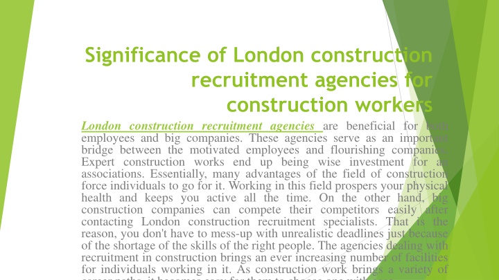 significance of london construction recruitment agencies for construction workers