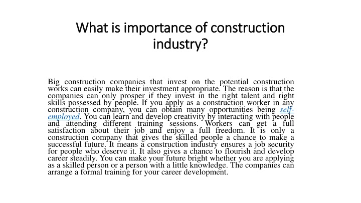 what is importance of construction industry