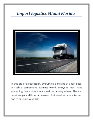 Import logistics Miami Florida