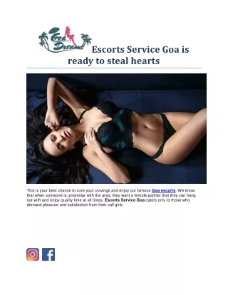 Escorts Service Goa is ready to steal hearts