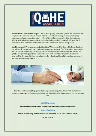 institutional accreditation inspects the internal