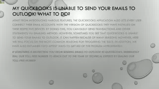 my quickbooks is unable to send your emails to outlook what to do