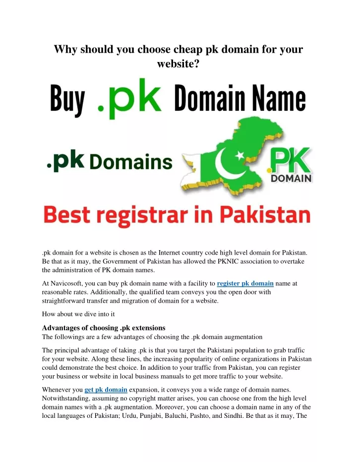 why should you choose cheap pk domain for your