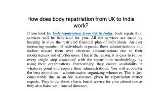 Body Repatriation from UK to India