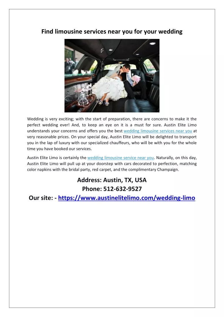 find limousine services near you for your wedding