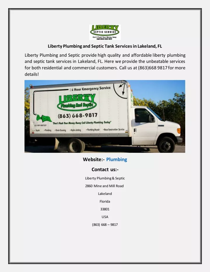 liberty plumbing and septic tank services