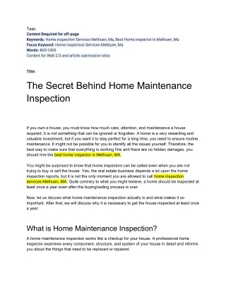 What is home maintenance inspection_