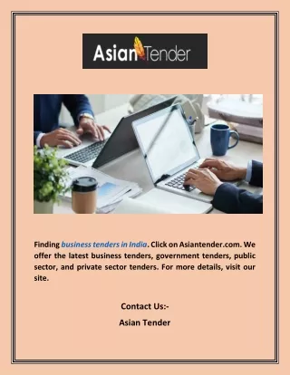Business Tenders In India | Asiantender.com