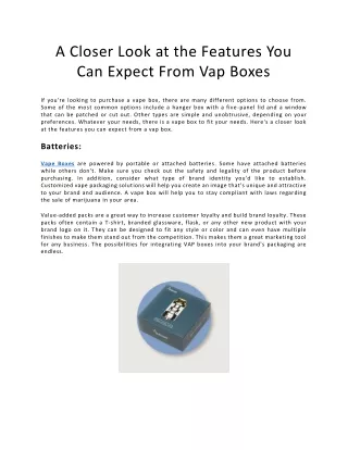 A Closer Look at the Features You Can Expect From Vap Boxes