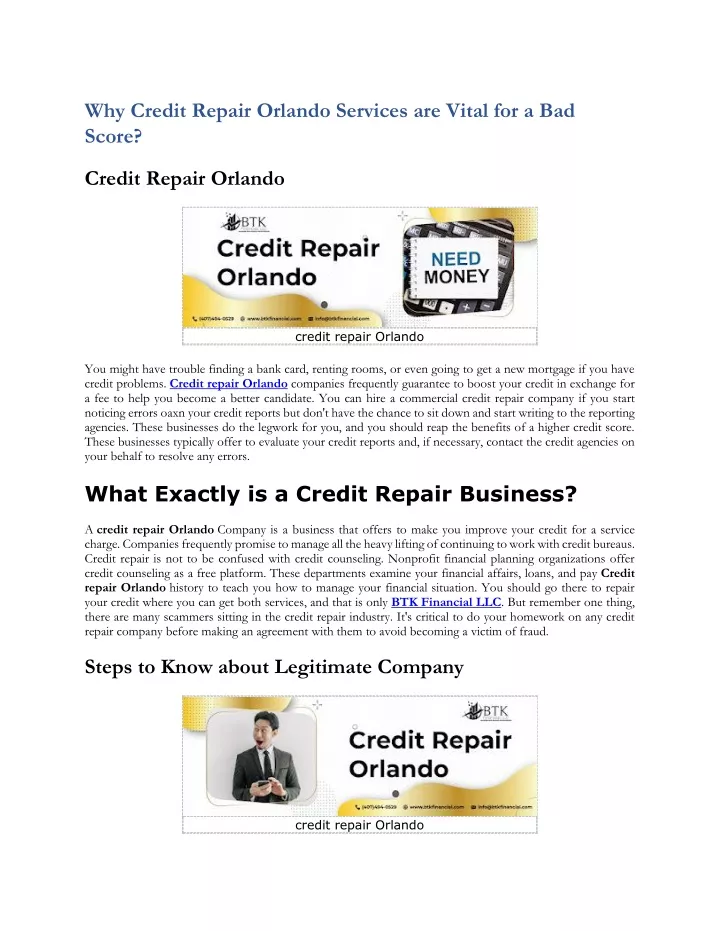 why credit repair orlando services are vital