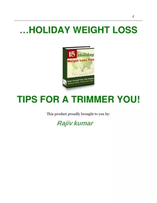 Holiday Weight Loss Tips