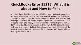 QuickBooks Error 15215: What it is about and How to fix it