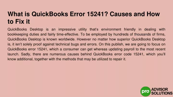 what is quickbooks error 15241 causes and how to fix it