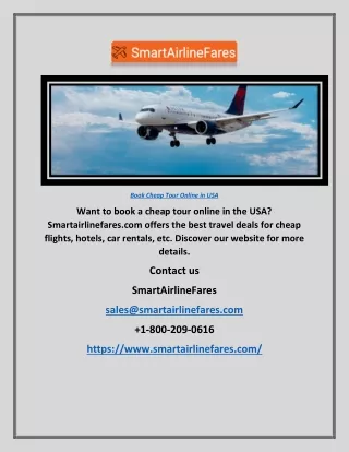 Book Cheap Tour Online in Usa | Smartairlinefares.com