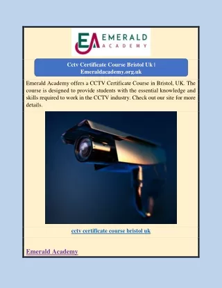 Cctv Certificate Course Bristol Uk | Emeraldacademy.org.uk