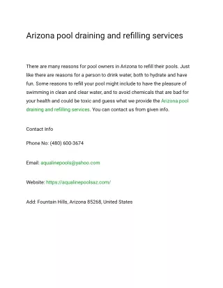arizona pool draining and refilling services